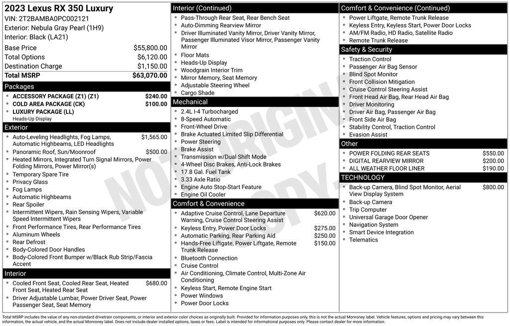 lexus rx 2023 2T2BAMBA0PC002121 image lexus rx 2023 2T2BAMBA0PC002121 image
