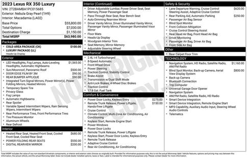 lexus rx 2023 2T2BAMBA1PC015685 image lexus rx 2023 2T2BAMBA1PC015685 image