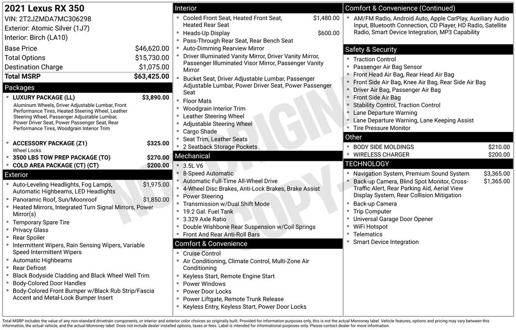 lexus rx 2021 2T2JZMDA7MC306298 image lexus rx 2021 2T2JZMDA7MC306298 image
