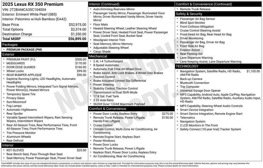 lexus rx 2025 2T2BAMCA3SC104004 image lexus rx 2025 2T2BAMCA3SC104004 image