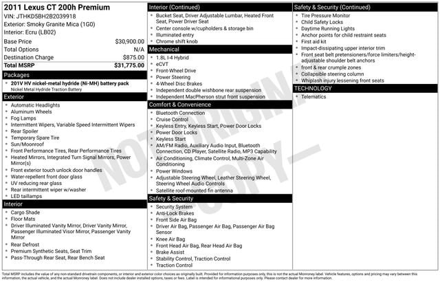 lexus ct 2011 JTHKD5BH2B2039918 image lexus ct 2011 JTHKD5BH2B2039918 image