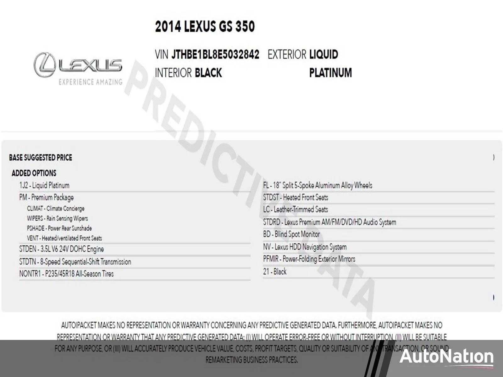 lexus gs 2014 JTHBE1BL8E5032842 image lexus gs 2014 JTHBE1BL8E5032842 image