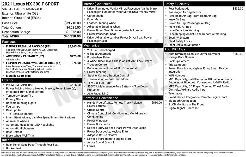 lexus nx 2021 JTJSARBZ3M5022408 image lexus nx 2021 JTJSARBZ3M5022408 image