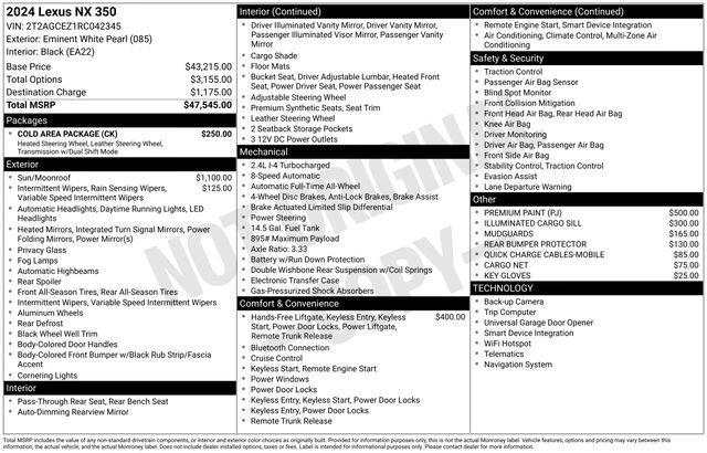 lexus nx 2024 2T2AGCEZ1RC042345 image lexus nx 2024 2T2AGCEZ1RC042345 image