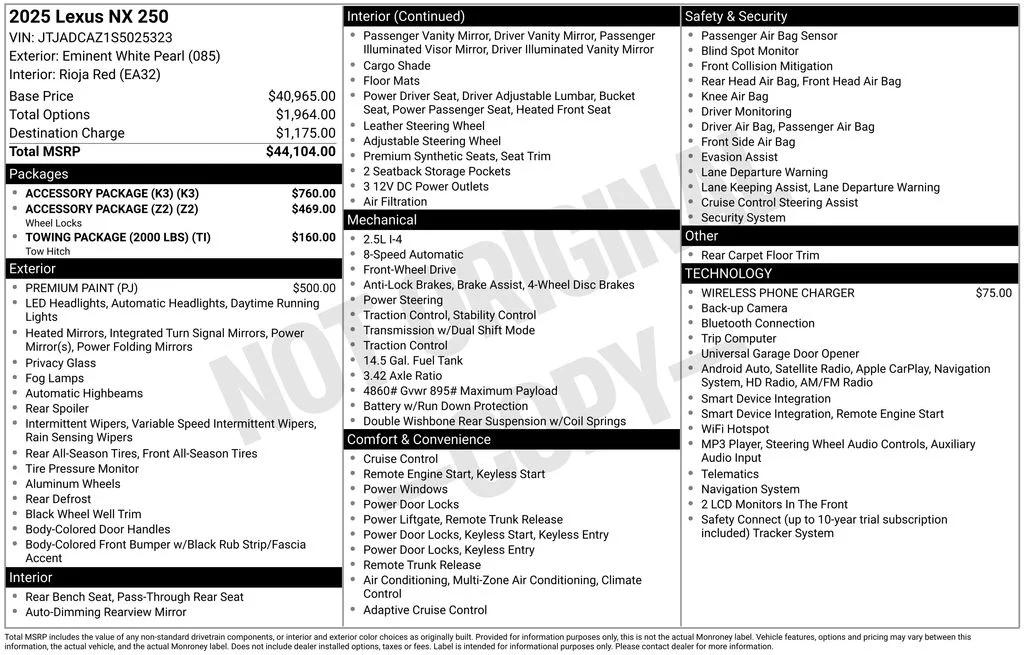 lexus nx 2025 JTJADCAZ1S5025323 image lexus nx 2025 JTJADCAZ1S5025323 image
