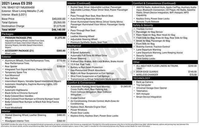 lexus es 2021 58AD11D11MU006450 image