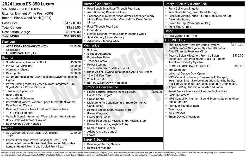 lexus es 2024 58AEZ1B11RU160955 image lexus es 2024 58AEZ1B11RU160955 image