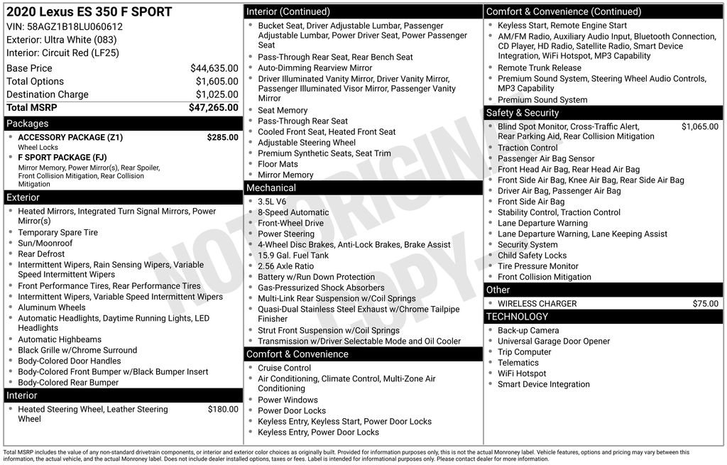 lexus es 2020 58AGZ1B18LU060612 image lexus es 2020 58AGZ1B18LU060612 image