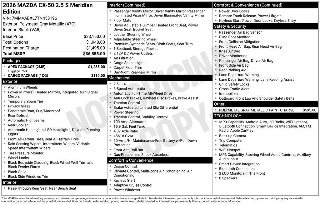 mazda cx-50 2026 7MMVABXL7TN453196 image mazda cx-50 2026 7MMVABXL7TN453196 image