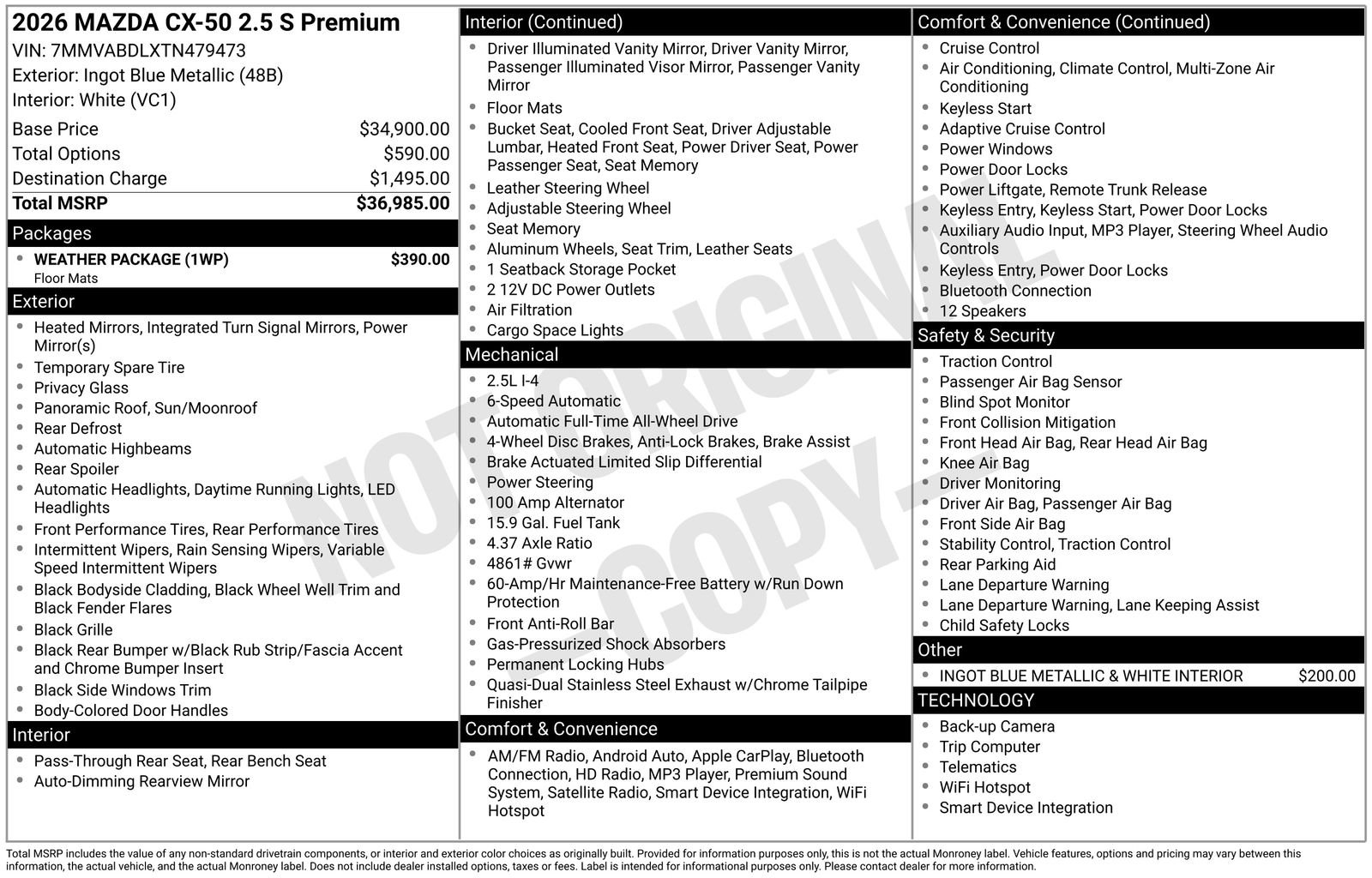 mazda cx-50 2026 7MMVABDLXTN479473 image mazda cx-50 2026 7MMVABDLXTN479473 image