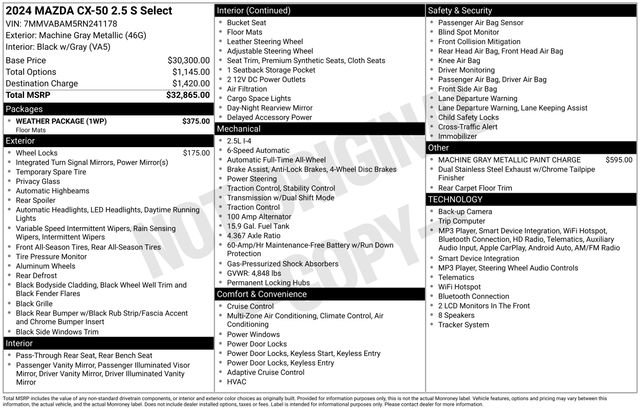 mazda cx-50 2024 7MMVABAM5RN241178 image mazda cx-50 2024 7MMVABAM5RN241178 image