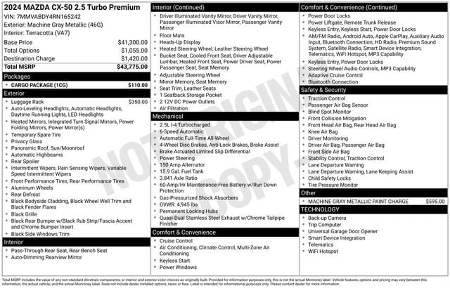 mazda cx-50 2024 7MMVABDY4RN165242 image mazda cx-50 2024 7MMVABDY4RN165242 image