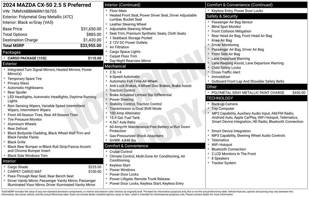 mazda cx-50 2024 7MMVABBM6RN156705 image mazda cx-50 2024 7MMVABBM6RN156705 image