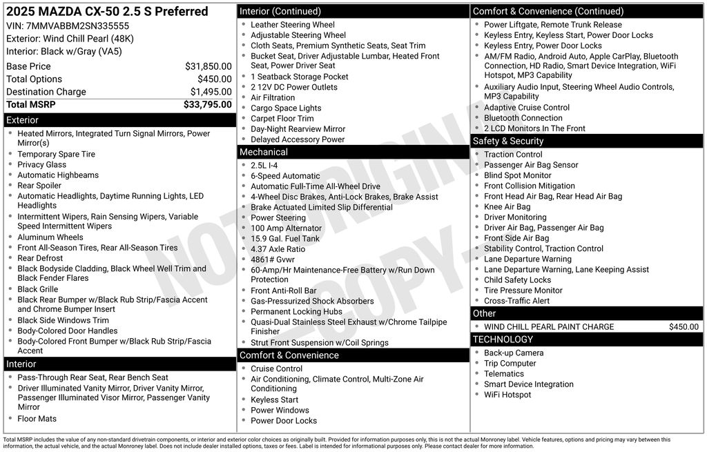 mazda cx-50 2025 7MMVABBM2SN335555 image mazda cx-50 2025 7MMVABBM2SN335555 image