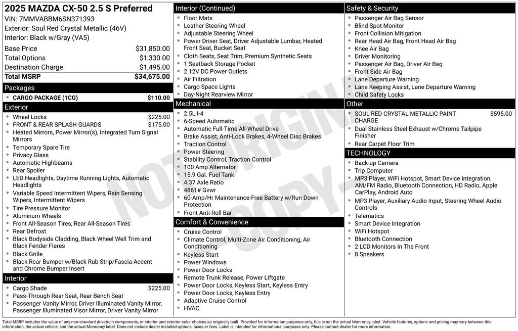 mazda cx-50 2025 7MMVABBM6SN371393 image mazda cx-50 2025 7MMVABBM6SN371393 image