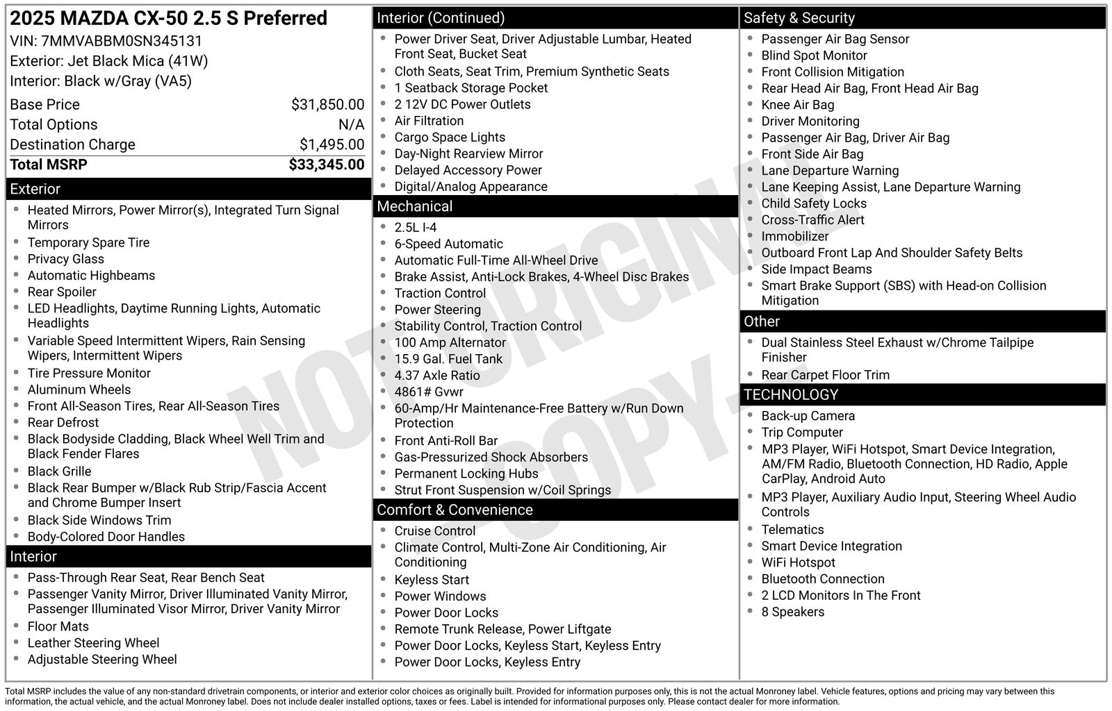 mazda cx-50 2025 7MMVABBM0SN345131 image mazda cx-50 2025 7MMVABBM0SN345131 image