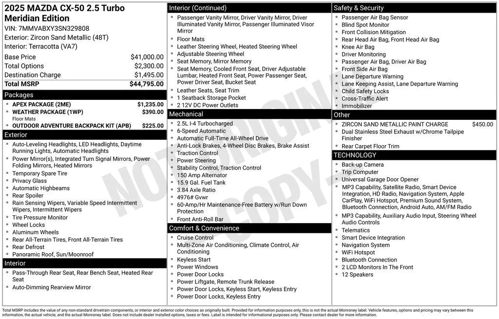 mazda cx-50 2025 7MMVABXY3SN329808 image mazda cx-50 2025 7MMVABXY3SN329808 image