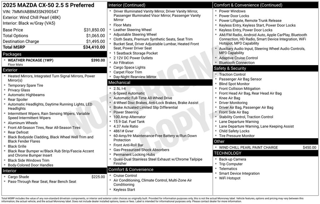 mazda cx-50 2025 7MMVABBM3SN390547 image mazda cx-50 2025 7MMVABBM3SN390547 image
