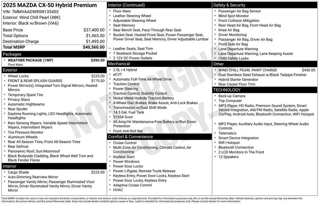 mazda cx-50 2025 7MMVAADW8SN135403 image mazda cx-50 2025 7MMVAADW8SN135403 image