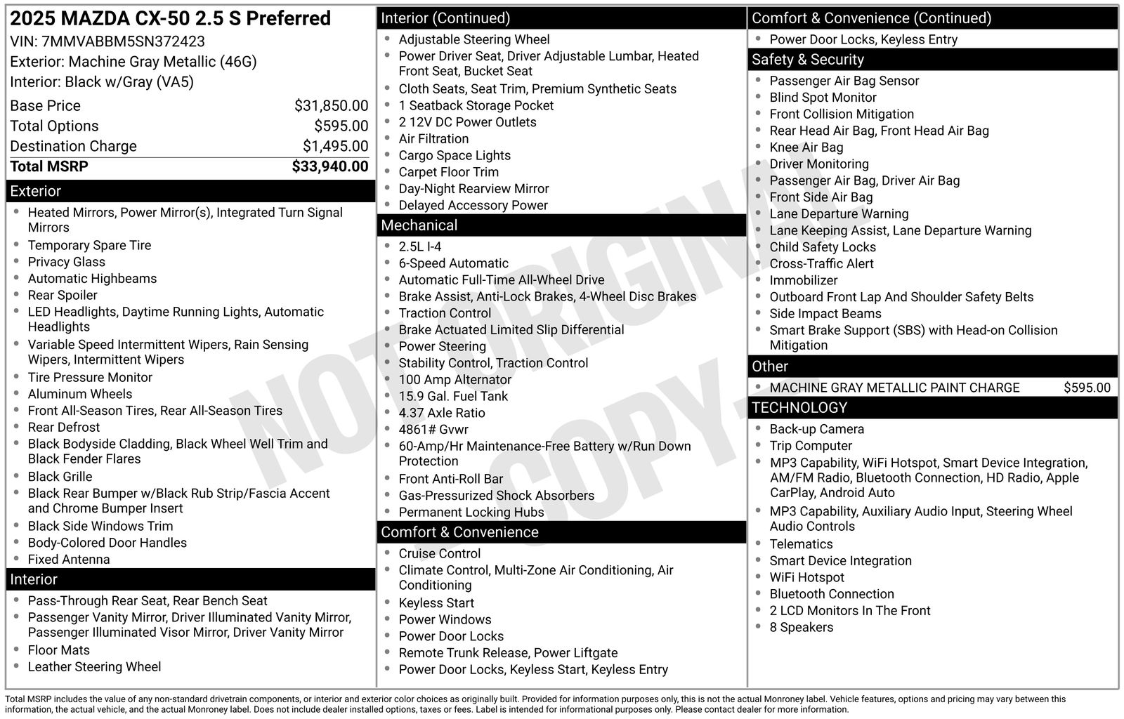 mazda cx-50 2025 7MMVABBM5SN372423 image mazda cx-50 2025 7MMVABBM5SN372423 image