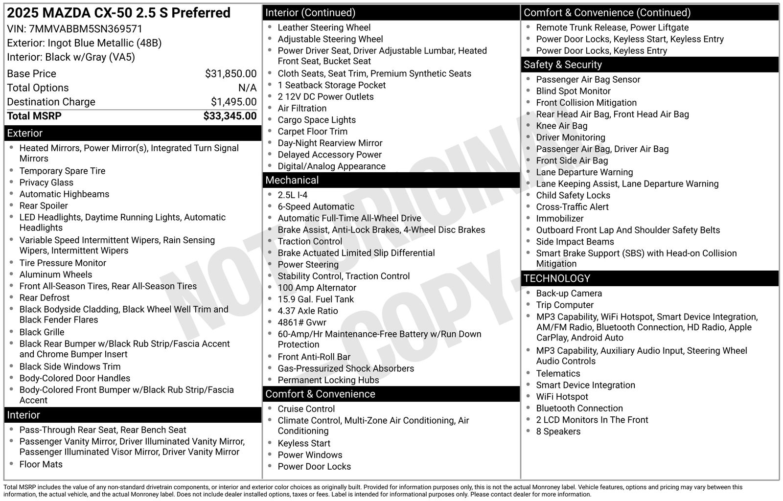 mazda cx-50 2025 7MMVABBM5SN369571 image mazda cx-50 2025 7MMVABBM5SN369571 image
