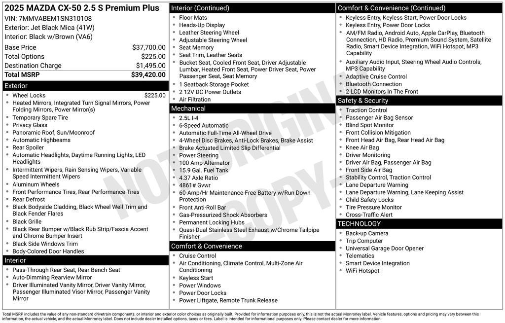 mazda cx-50 2025 7MMVABEM1SN310108 image mazda cx-50 2025 7MMVABEM1SN310108 image
