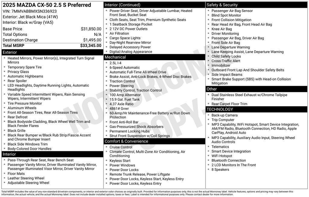 mazda cx-50 2025 7MMVABBMXSN336923 image mazda cx-50 2025 7MMVABBMXSN336923 image