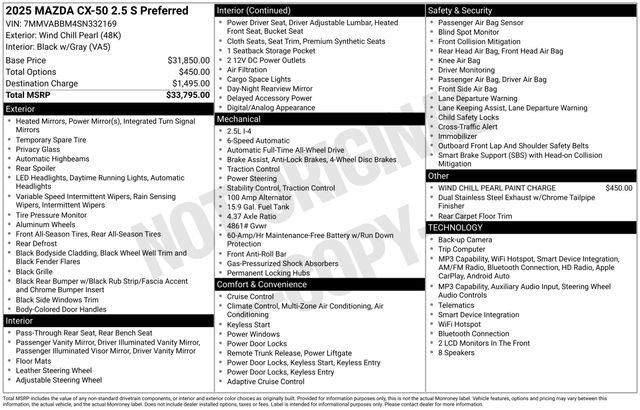 mazda cx-50 2025 7MMVABBM4SN332169 image mazda cx-50 2025 7MMVABBM4SN332169 image