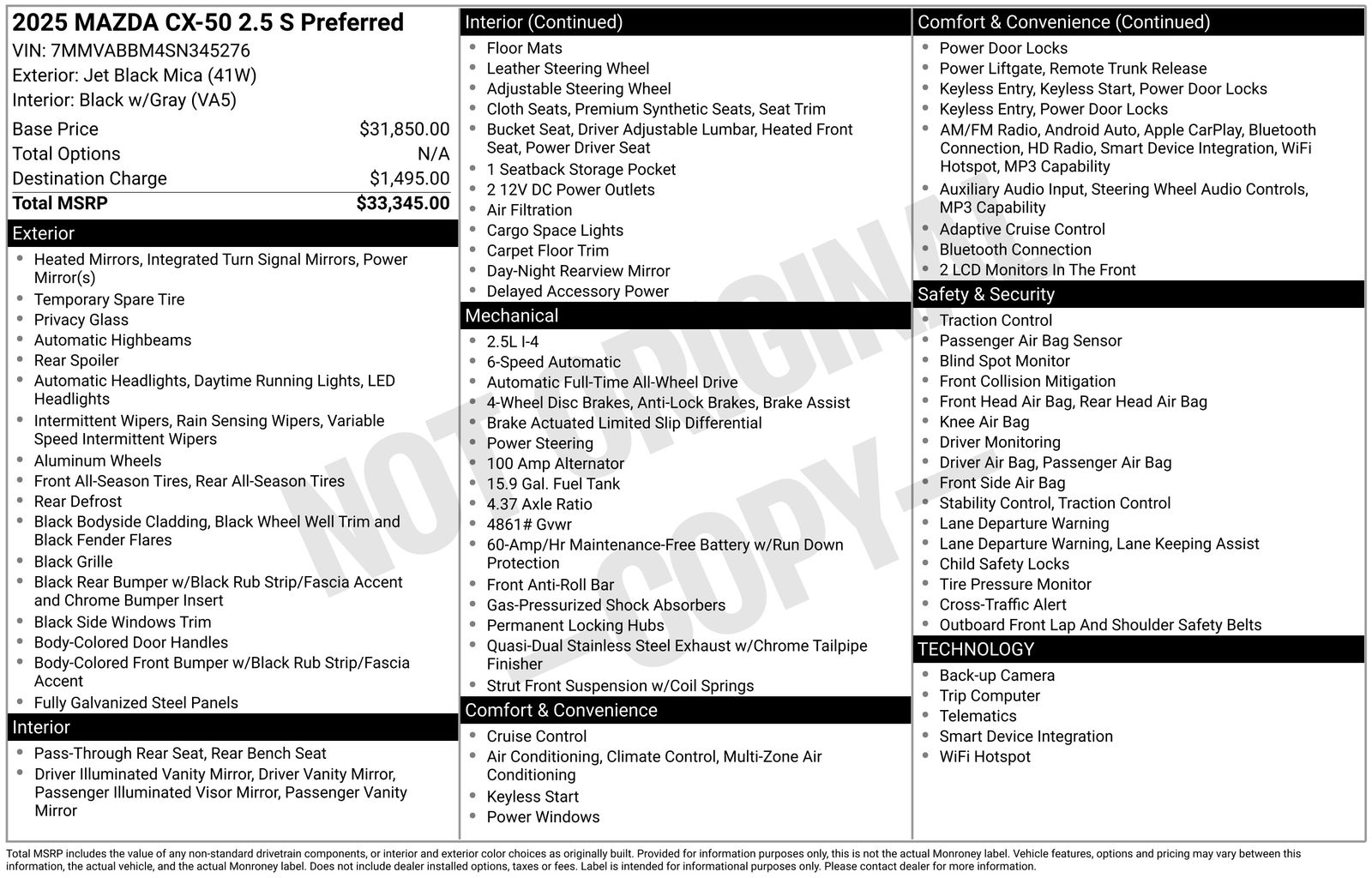 mazda cx-50 2025 7MMVABBM4SN345276 image mazda cx-50 2025 7MMVABBM4SN345276 image
