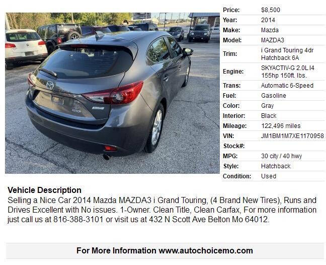 mazda mazda3 2014 JM1BM1M7XE1170958 image mazda mazda3 2014 JM1BM1M7XE1170958 image