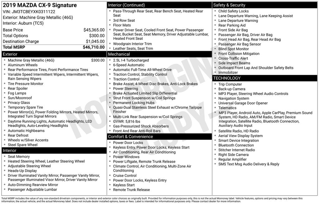 mazda cx-9 2019 JM3TCBEYXK0311122 image mazda cx-9 2019 JM3TCBEYXK0311122 image