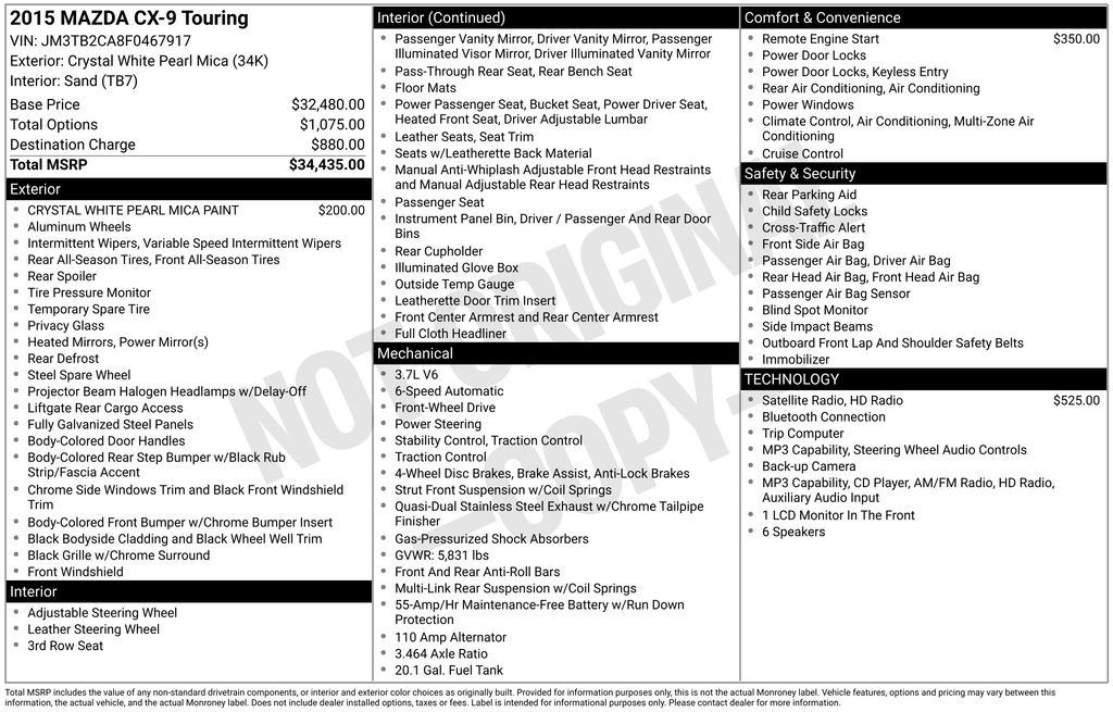 mazda cx-9 2015 JM3TB2CA8F0467917 image mazda cx-9 2015 JM3TB2CA8F0467917 image
