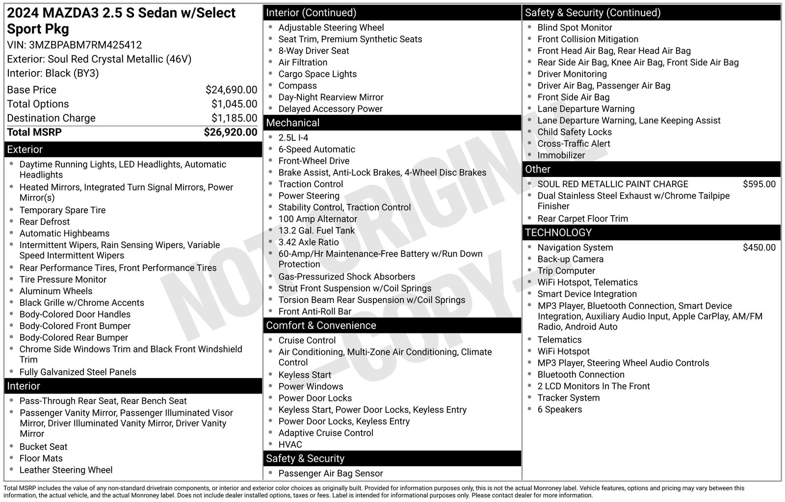 mazda mazda3 2024 3MZBPABM7RM425412 image mazda mazda3 2024 3MZBPABM7RM425412 image