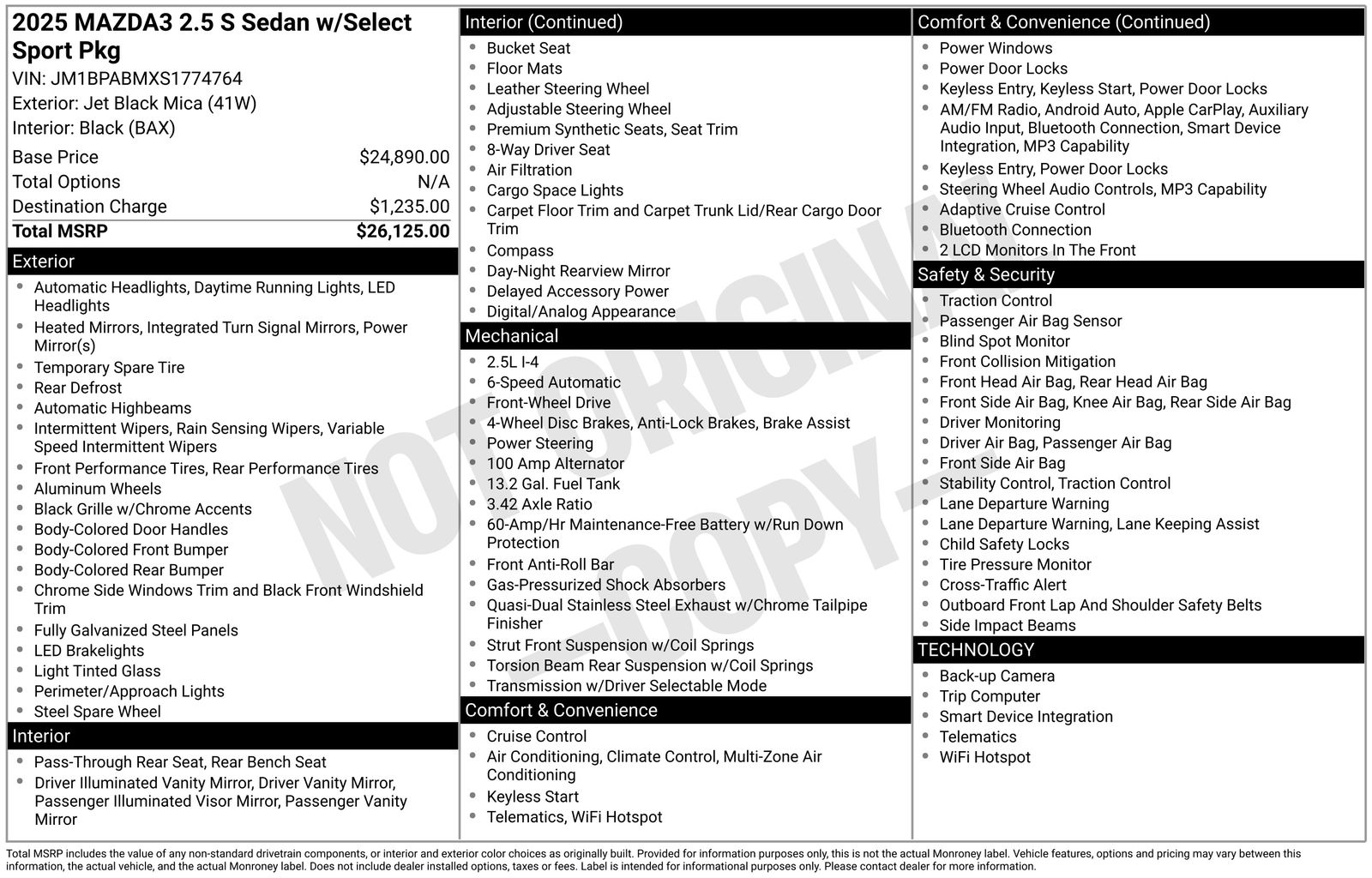 mazda mazda3 2025 JM1BPABMXS1774764 image mazda mazda3 2025 JM1BPABMXS1774764 image