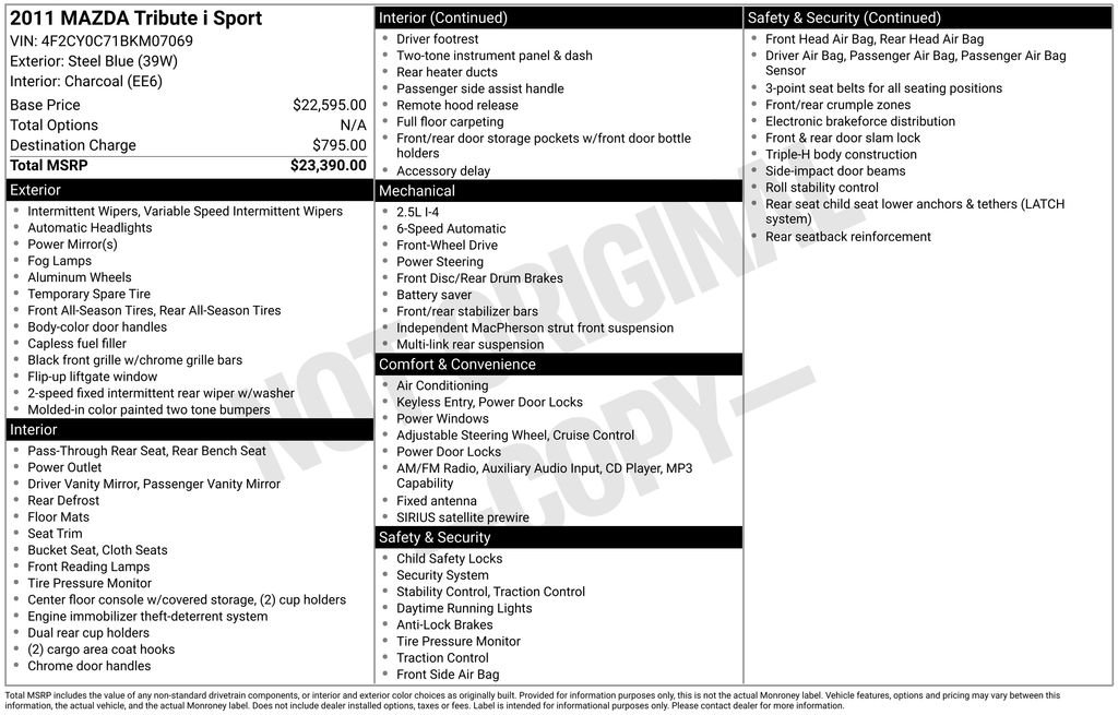 mazda tribute 2011 4F2CY0C71BKM07069 image mazda tribute 2011 4F2CY0C71BKM07069 image