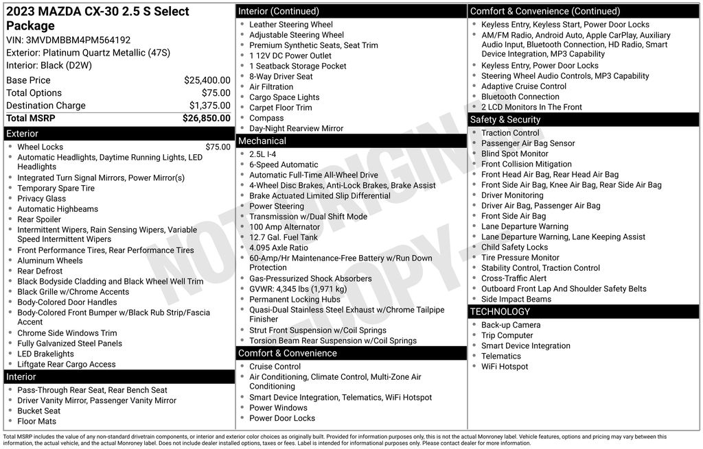 mazda cx-30 2023 3MVDMBBM4PM564192 image mazda cx-30 2023 3MVDMBBM4PM564192 image