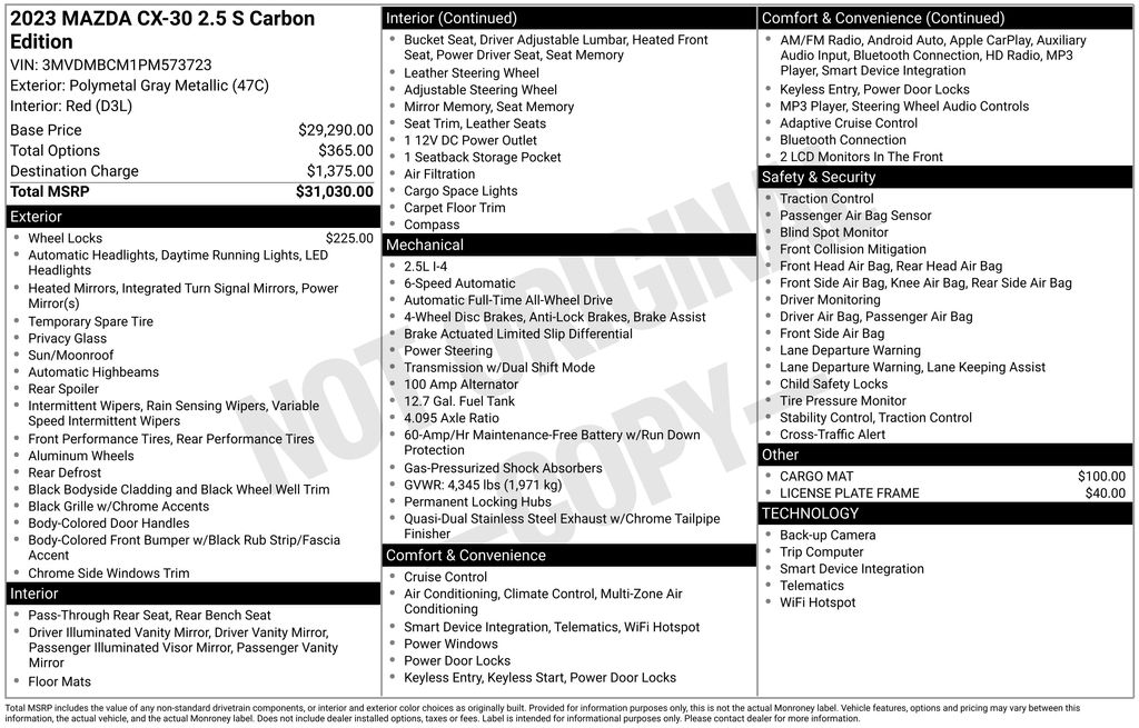 mazda cx-30 2023 3MVDMBCM1PM573723 image mazda cx-30 2023 3MVDMBCM1PM573723 image