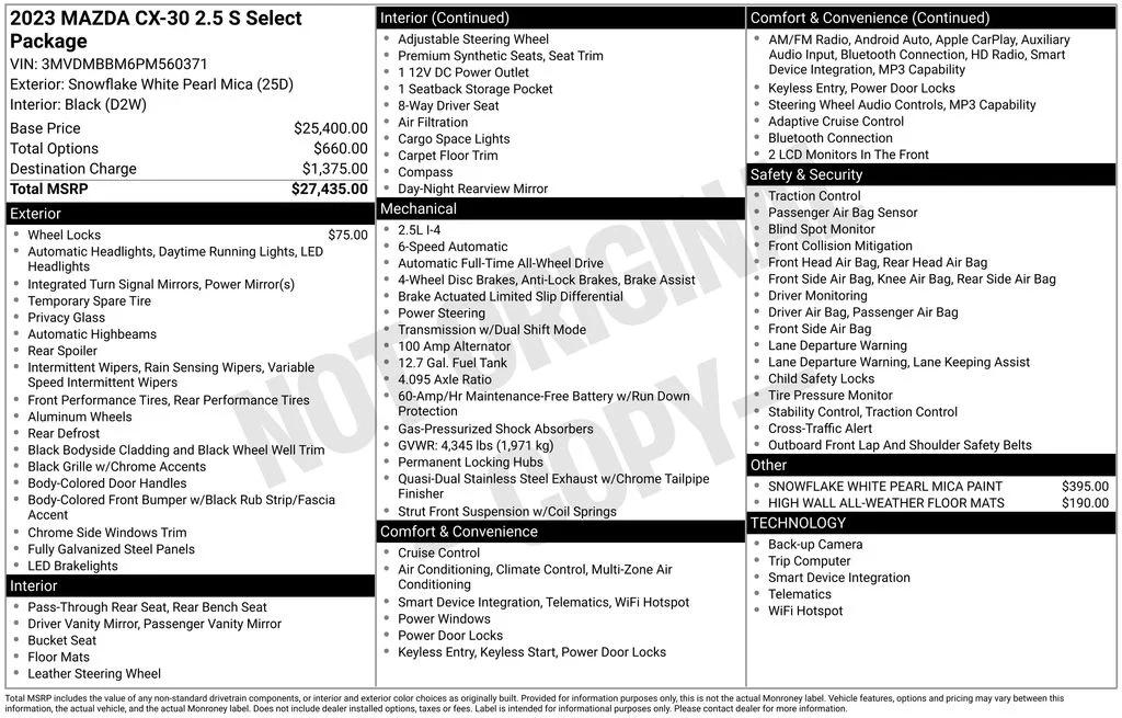 mazda cx-30 2023 3MVDMBBM6PM560371 image mazda cx-30 2023 3MVDMBBM6PM560371 image
