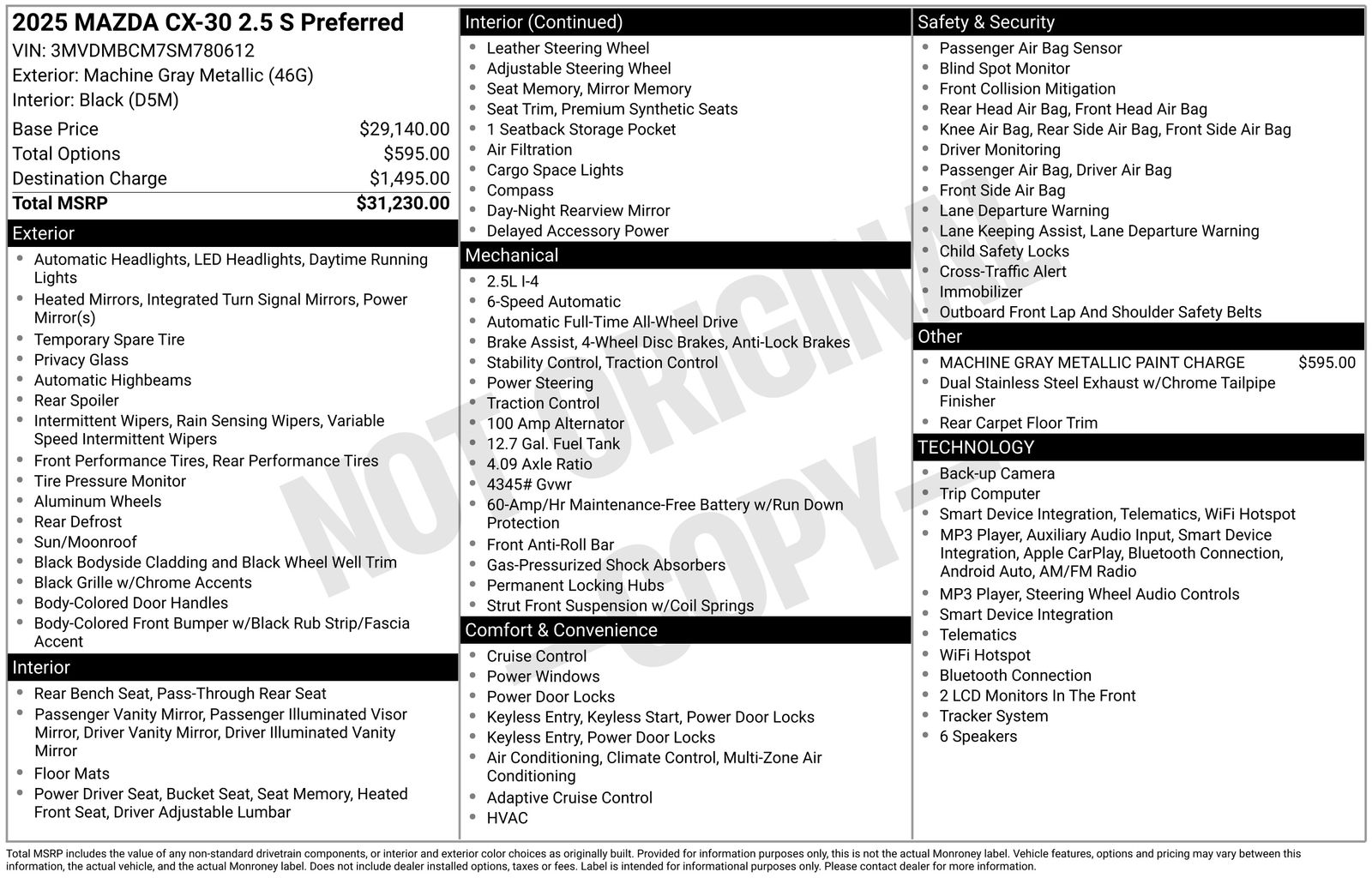 mazda cx-30 2025 3MVDMBCM7SM780612 image mazda cx-30 2025 3MVDMBCM7SM780612 image