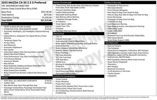 mazda cx-30 2025 3MVDMBCM1SM821882 image mazda cx-30 2025 3MVDMBCM1SM821882 image