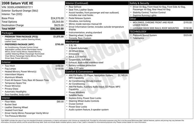 saturn vue 2008 3GSDL43N08S537211 image saturn vue 2008 3GSDL43N08S537211 image