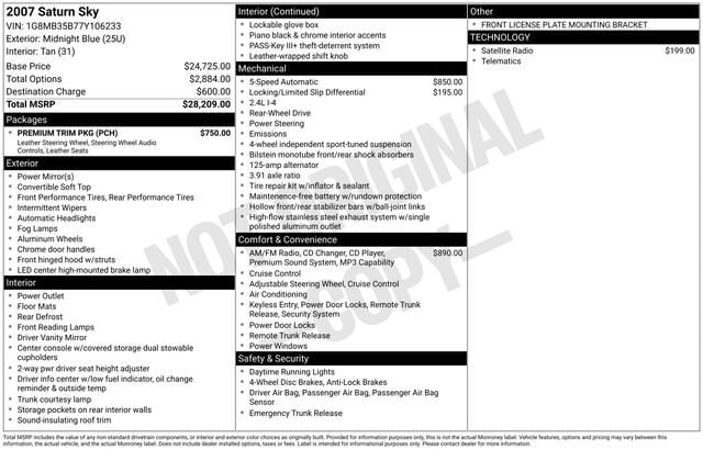 saturn sky 2007 1G8MB35B77Y106233 image saturn sky 2007 1G8MB35B77Y106233 image