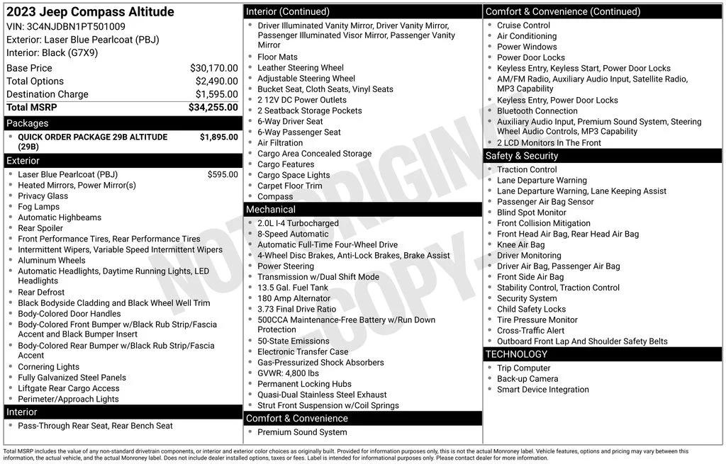 jeep compass 2023 3C4NJDBN1PT501009 image jeep compass 2023 3C4NJDBN1PT501009 image