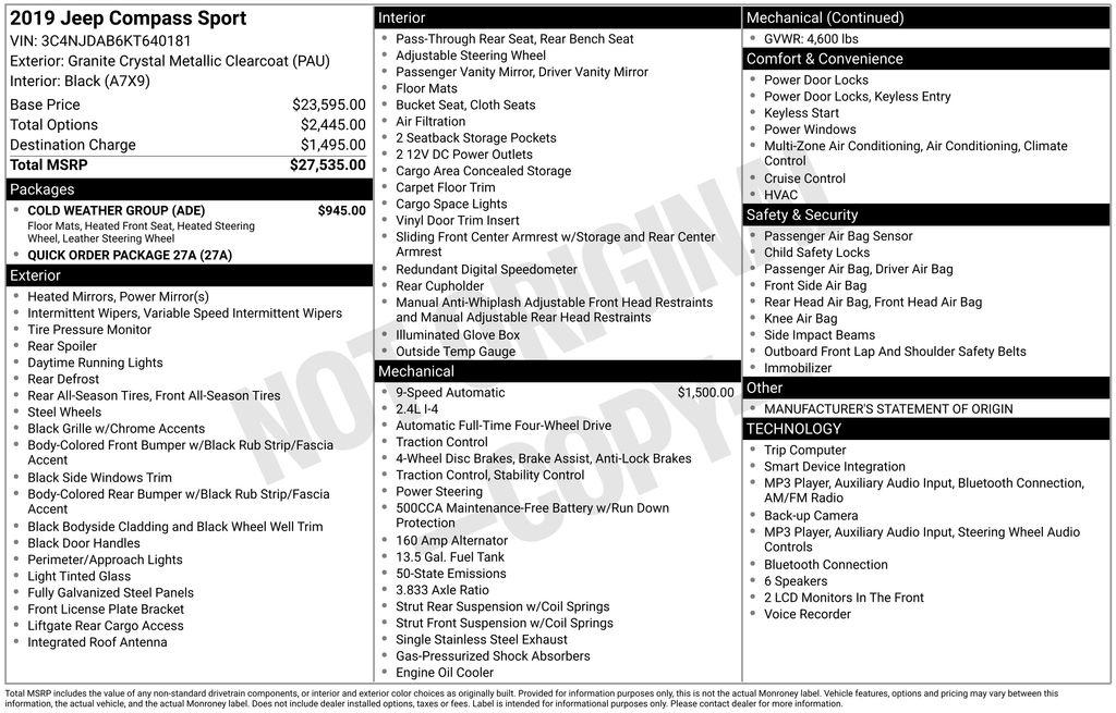 jeep compass 2019 3C4NJDAB6KT640181 image jeep compass 2019 3C4NJDAB6KT640181 image