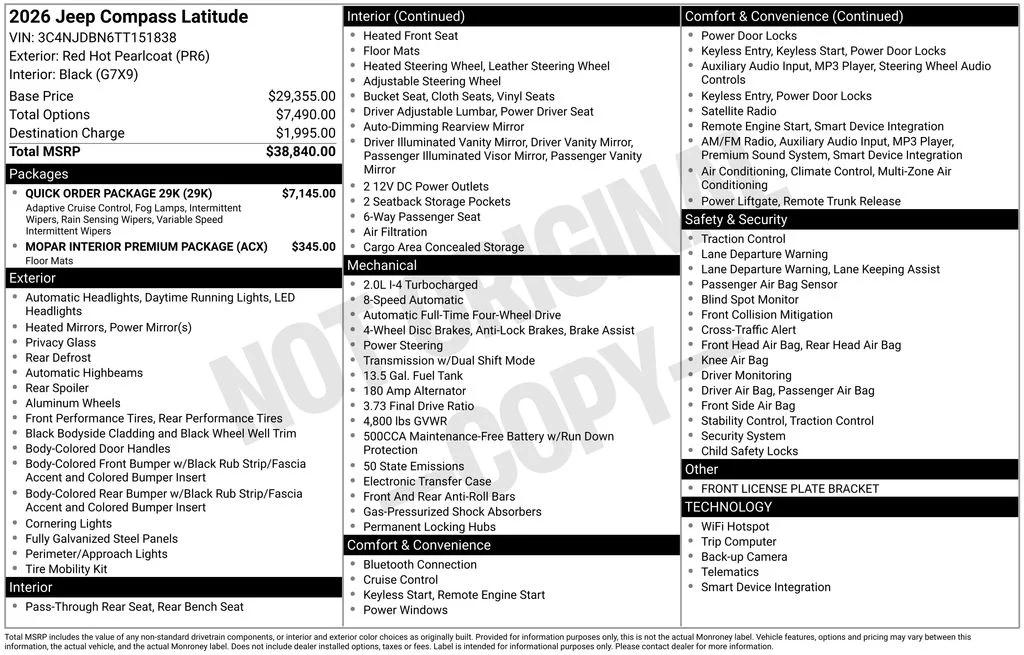 jeep compass 2026 3C4NJDBN6TT151838 image jeep compass 2026 3C4NJDBN6TT151838 image