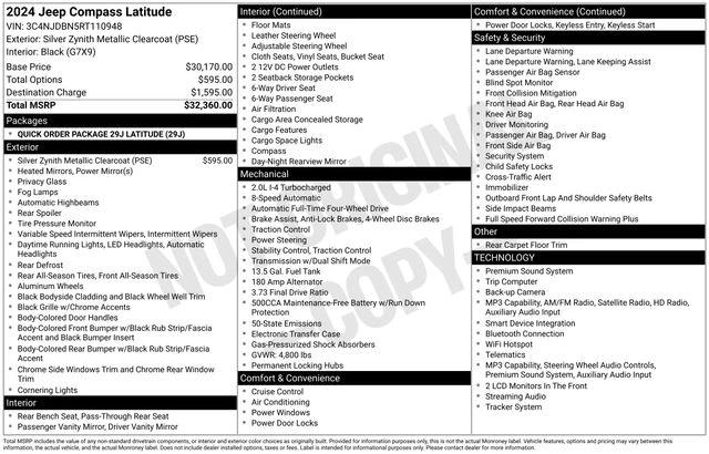 jeep compass 2024 3C4NJDBN5RT110948 image jeep compass 2024 3C4NJDBN5RT110948 image