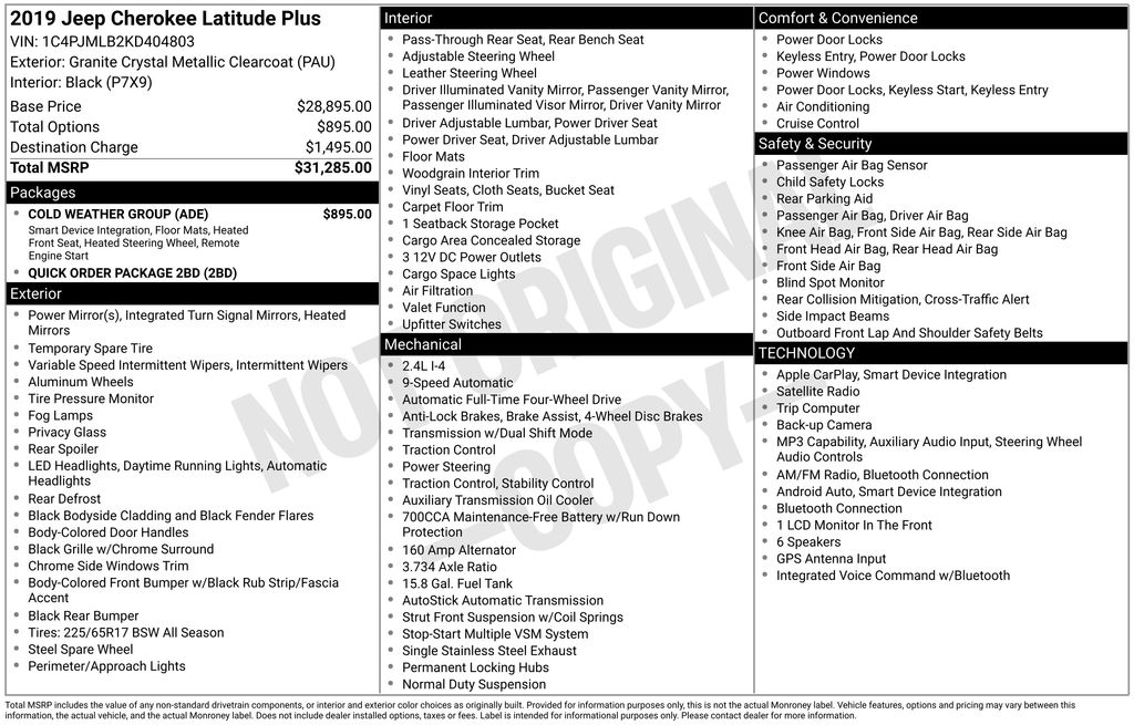 jeep cherokee 2019 1C4PJMLB2KD404803 image jeep cherokee 2019 1C4PJMLB2KD404803 image