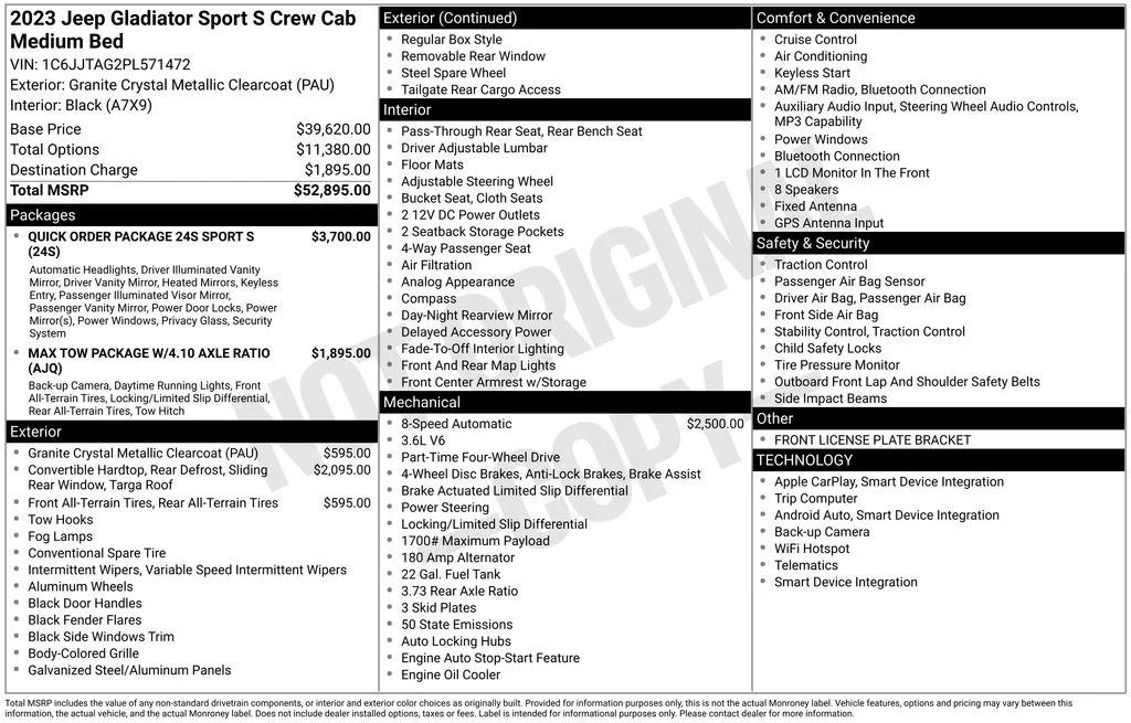 jeep gladiator 2023 1C6JJTAG2PL571472 image jeep gladiator 2023 1C6JJTAG2PL571472 image