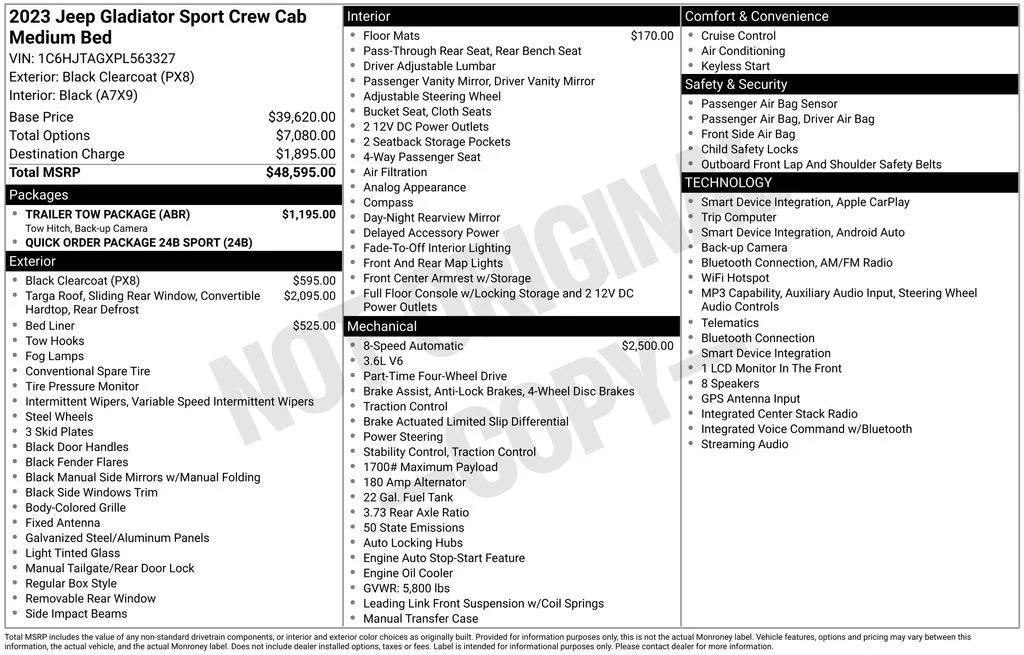 jeep gladiator 2023 1C6HJTAGXPL563327 image jeep gladiator 2023 1C6HJTAGXPL563327 image