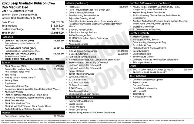 jeep gladiator 2023 1C6JJTBM3PL587801 image jeep gladiator 2023 1C6JJTBM3PL587801 image